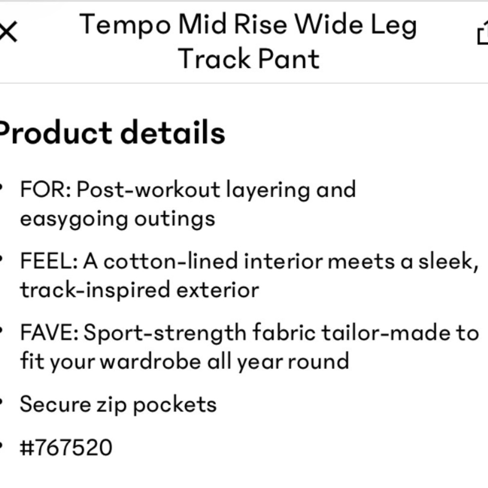 Tempo Mid Rise Wide Leg Track Pant
Color: Shadow Grey/Bright White
Size: XS - Picture 3 of 7